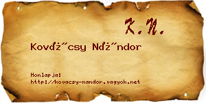 Kovácsy Nándor névjegykártya