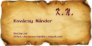 Kovácsy Nándor névjegykártya