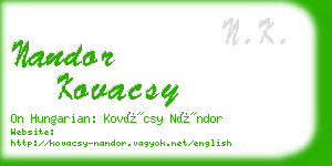 nandor kovacsy business card